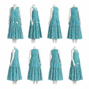 Sleeveless Tiered Sundress in Turquoise Floral